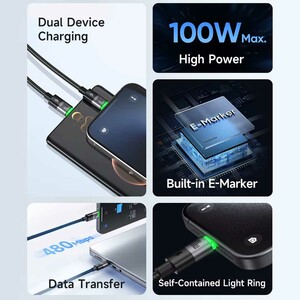 کابل تایپ‌سی به دو تایپ‌سی 100 وات 5 آمپر 1.5 متری مک‌دودو