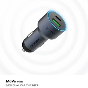 قیمت شارژر فندکی فست شارژ ماشین تایپ سی و یو‌اس‌بی 67 وات مومکس