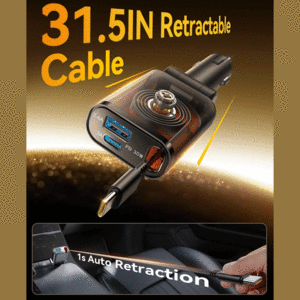 شارژر فندکی تایپ سی و یو اس بی 30 وات با کابل جمع شونده جویروم