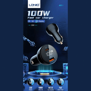 خرید شارژر فندکی تایپ سی 100 وات الدینیو