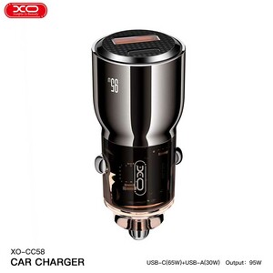 شارژر فندکی فست شارژ ماشین تایپ‌سی 95 وات ایکس‌او