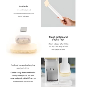 برس ظرفشویی دیواری با پد اسکاچ قابل تعویض و مخزن مایع شوینده