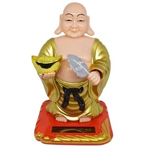 فروش مجسمه فنگ‌شویی خورشیدی متحرک بودا مدل بادبزن