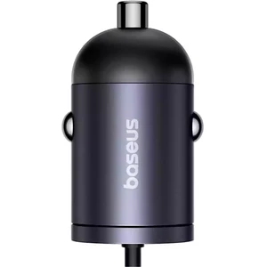 قیمت شارژر فندکی فست شارژ ماشین تایپ‌سی 30 وات با کابل فنری متصل تایپ‌سی بیسوس