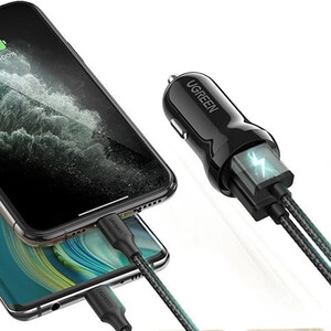 خرید شارژر فندکی دو پورت یو اس بی 24 وات یوگرین