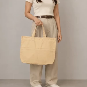 ساک دستی پارچه ای اعلا مدل جیب دار بسته تک عددی
