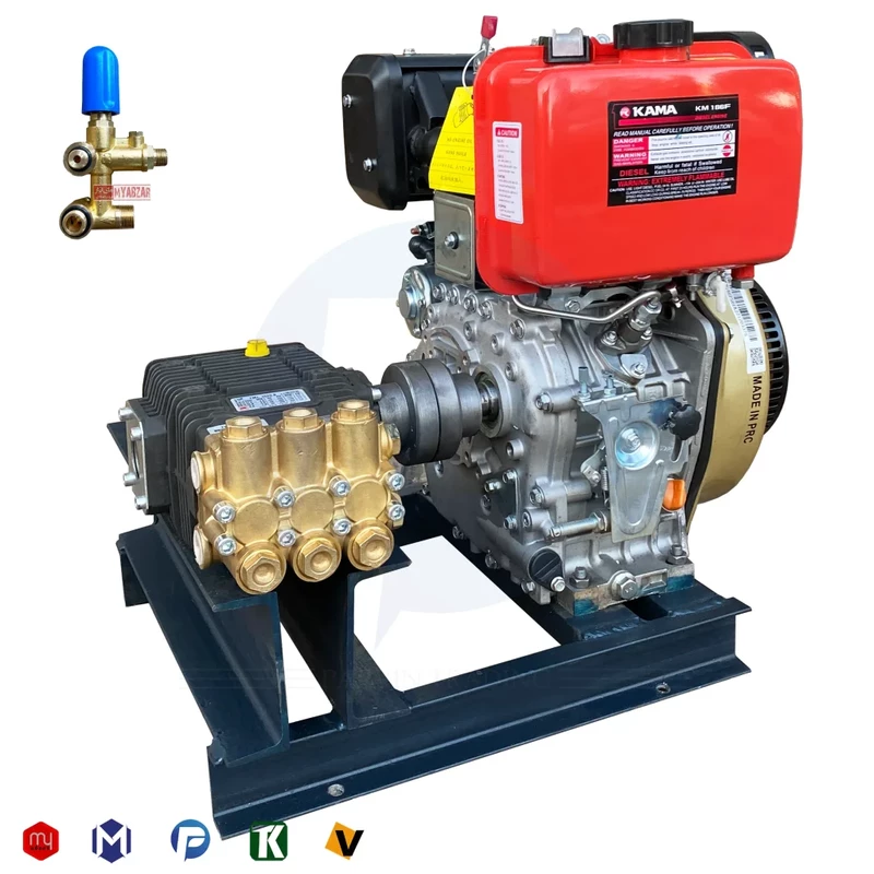 کارواش گازوئیلی 200 بار برتولینی ایتالیا | موتور کاما گیربکسی استارتی مدل KM186FAS6E