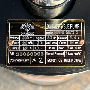 کفکش 53 متری 2 اینچ 3 فاز دیاموند مدل QXN10-50/3-3