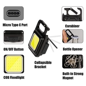 چراغ تاکتیکال کمپینگ مدل COB Rechargeable Keychain Light