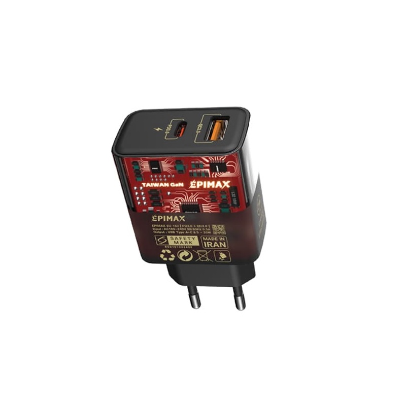 شارژر 35 وات دو پورت ایپیمکس مدل EPIMAX EU-153 PD 35 W