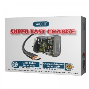 شارژر 25 وات تایپ سی ویکو + کابل (Type-C To Type-C) ویکو مدل WECO WE-56