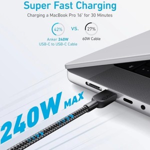 کابل شارژ 240 وات تایپ سی به تایپ سی انکر مدل ANKER-A81D5H11