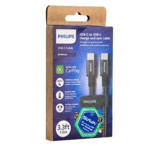 کابل شارژ 240 وات تایپ سی به تایپ سی فیلیپس مدل PHILIPS-DLC7030C