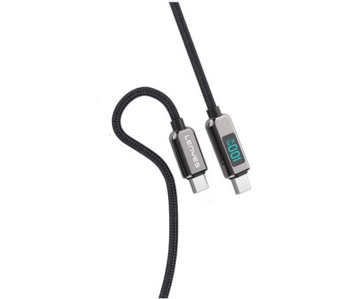 کابل شارژ ۱۰۰ وات تایپ سی به تایپ سی دارای نمایشگر لنیس Lenyes-LC102 TC-TC