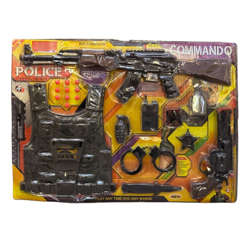 تفنگ اسباب بازی پلیس بزرگ همراه با جلیقه