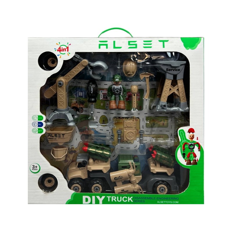 ست اسباب بازی ارتشی 4 در 1 برند ALSET (DIY TRUCK 4in1)