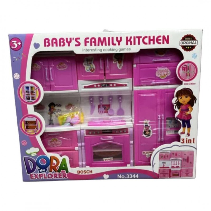 ست اسباب‌بازی آشپزخانه کودک دورا مدل 3 در 1