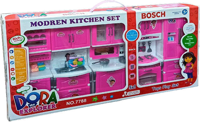 ست اسباب‌بازی آشپزخانه کودک دورا مدل 6در 1