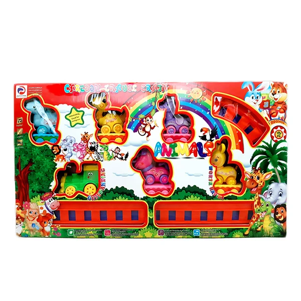 قطار بازی حیوانات جنگل  مدل موزیکال چراغدار بزرگ