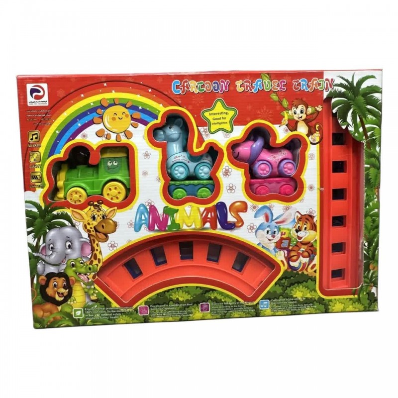 قطار بازی حیوانات جنگل  مدل موزیکال چراغدار کوچک