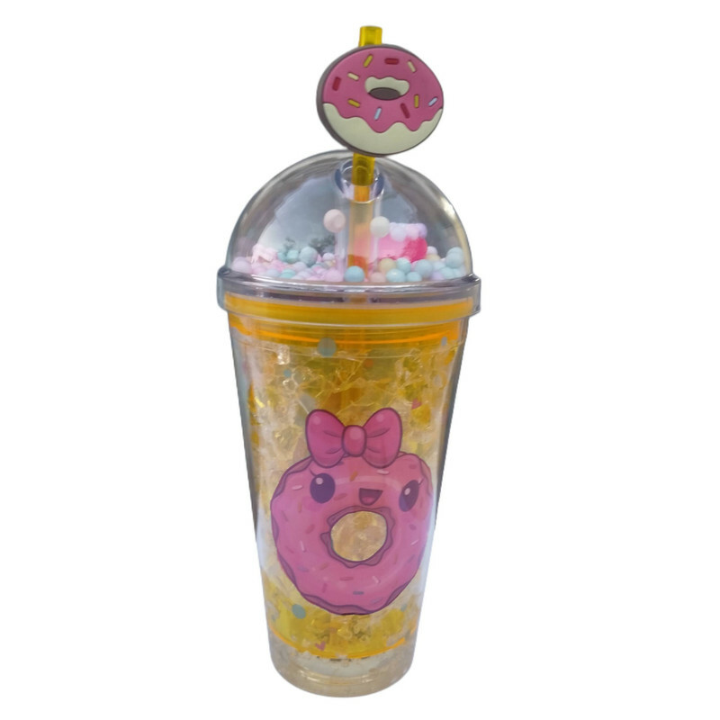 ماگ اسموتی مدل دو جداره سیلیکوژل طرح دونات پاپیون دار