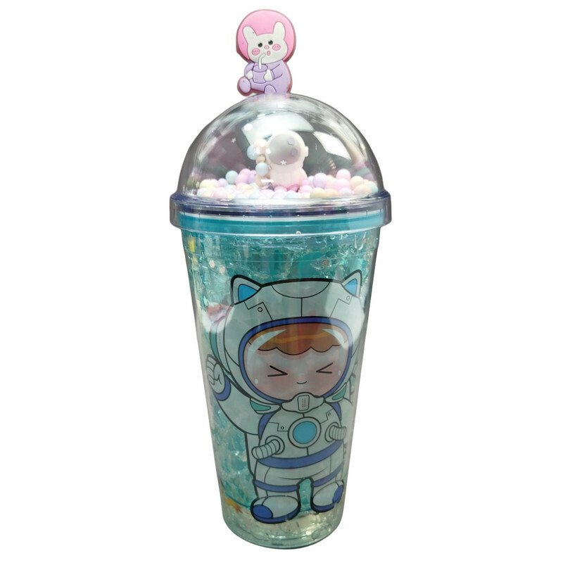 ماگ اسموتی مدل دوجداره سیلیکوژل طرح کودک فضانورد