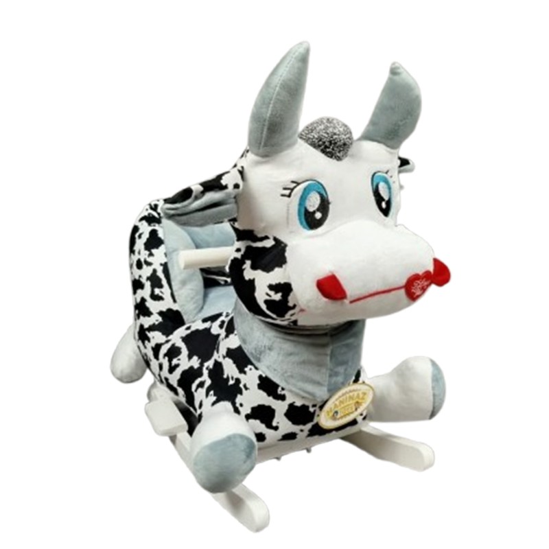 راکر تعادلی کودک طرح گاو مخملی با پایه چوبی