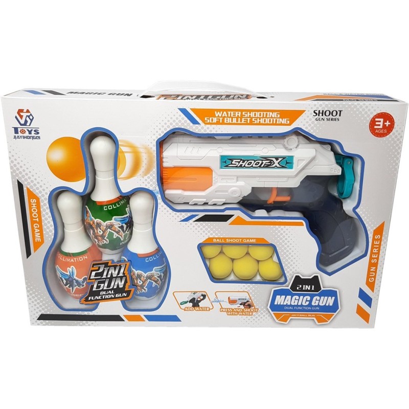 تفنگ دوکاره آب پاش بولینگ دار کد NO.20244