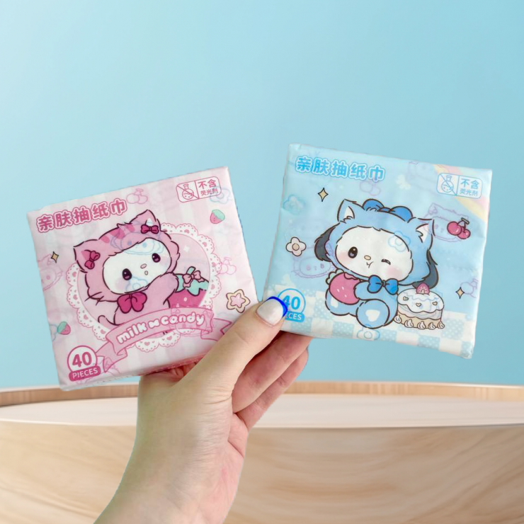 دستمال کاغذی مربعی گربه کیوت