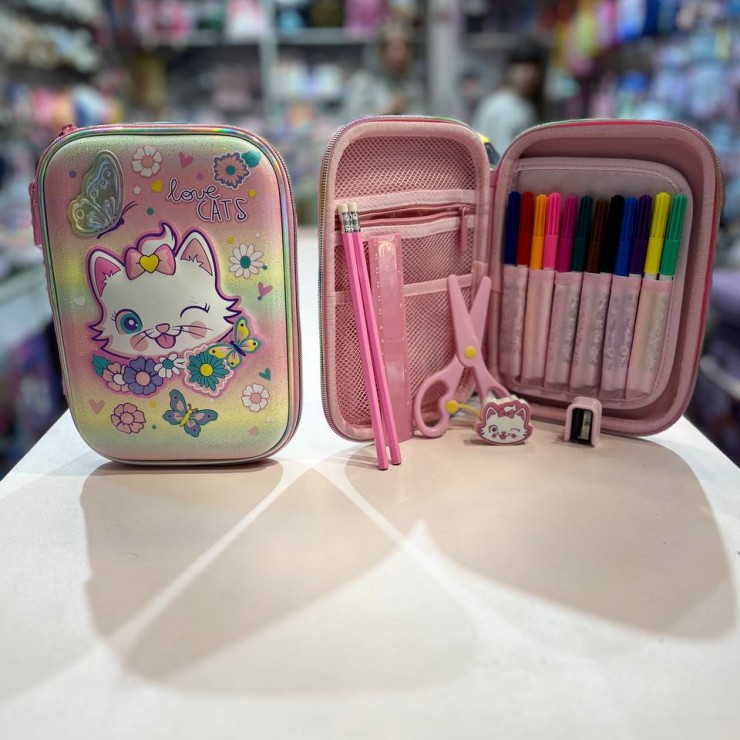 جامدادی به همراه وسایل طرح گربه وست