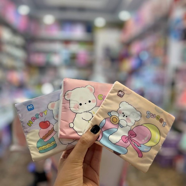 دستمال کاغذی جیبی طرح خرس رنگی