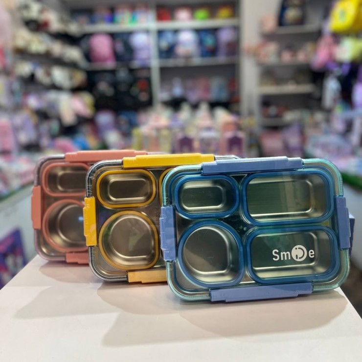 ظرف غذا استیل چهار قسمتی smile