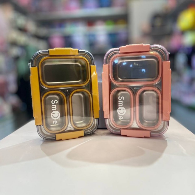 ظرف غذا استیل سه قسمتی smile