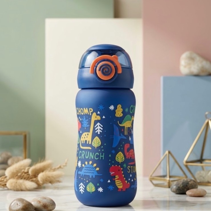 قمقمه 400ml نی دار طرح دایناسور