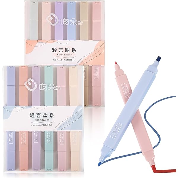 ماژیک هایلایتر 6 عددی دو طرفه پاستلی