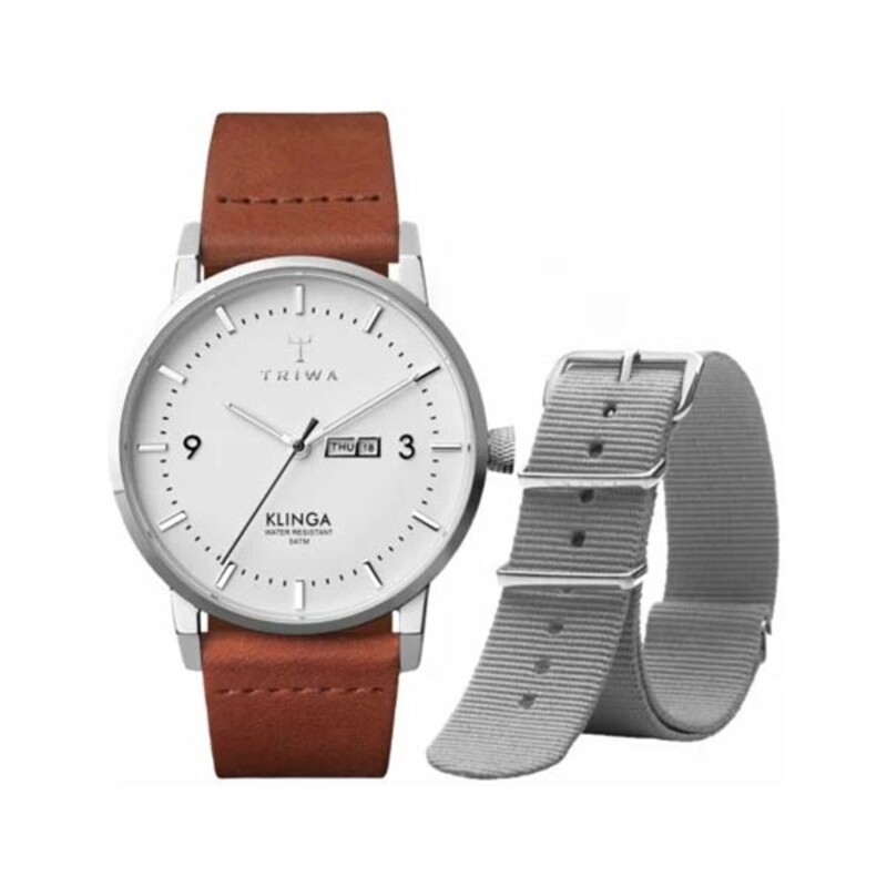 ساعت مچی عقربه ای تریوا مدل snow klinga- brown classic & nato strap