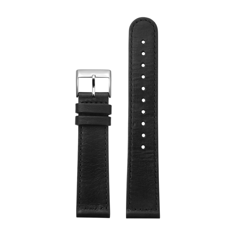 بند چرم تریوا مدل Black Sewn Classic-silver