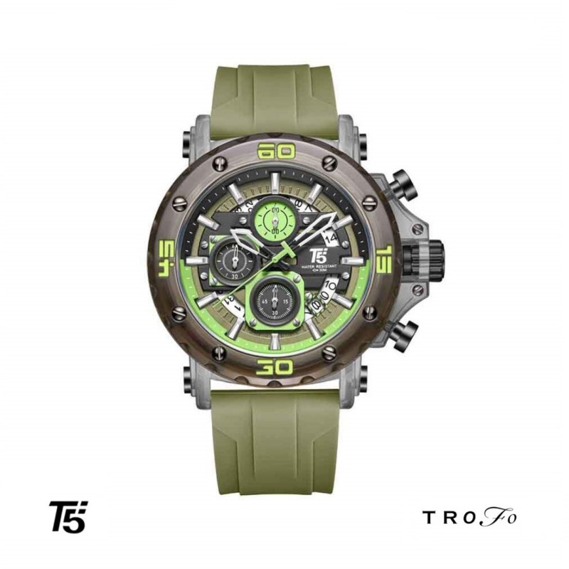 ساعت مچی عقربه ای مردانه تی فایو (T5)  کد H4043 سبز