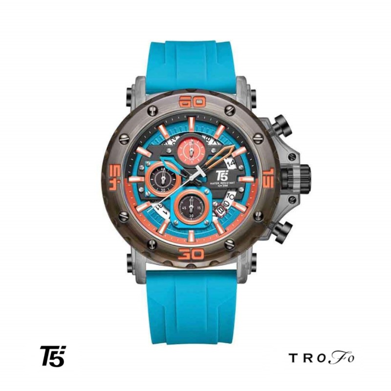 ساعت مچی عقربه ای مردانه تی فایو (T5)  کد H4043 آبی