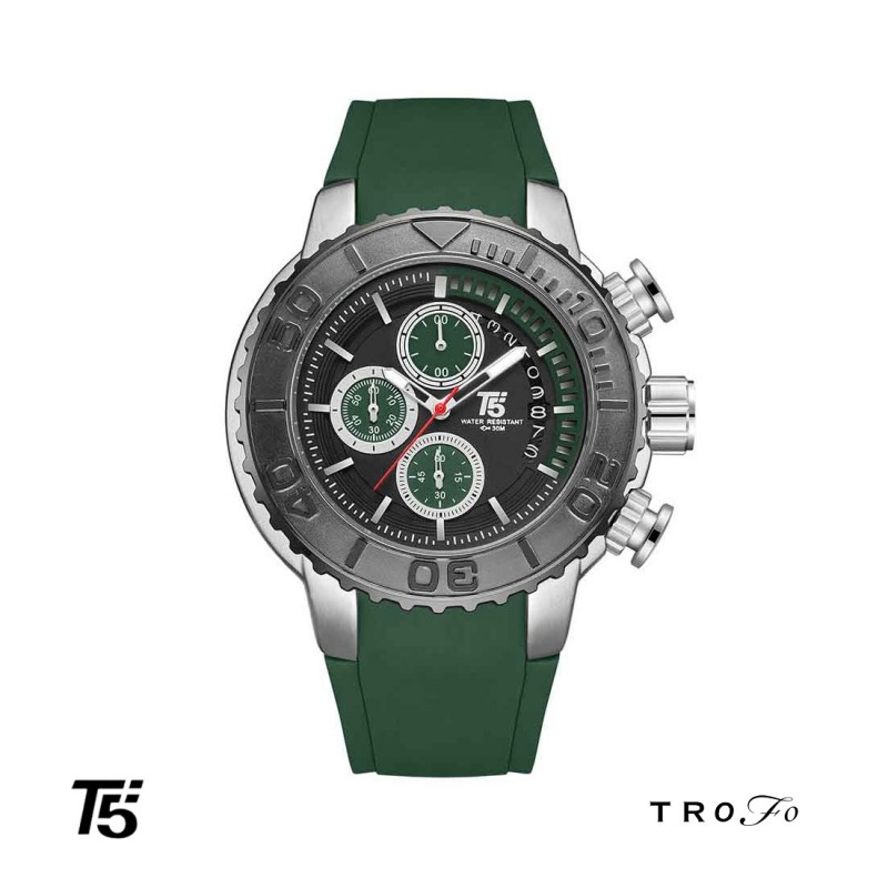 ساعت مچی عقربه ای مردانه تی فایو (T5)  کد H4024  سبز تیره