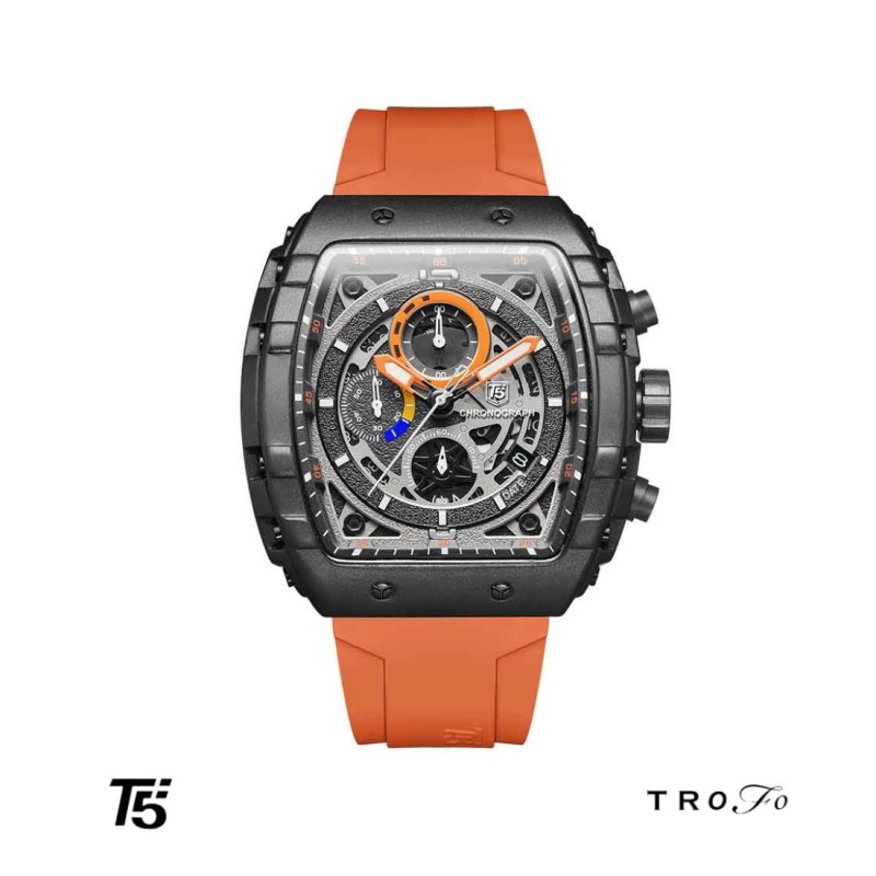 ساعت مچی عقربه ای مردانه تی فایو (T5)  کد H3905  نارنجی