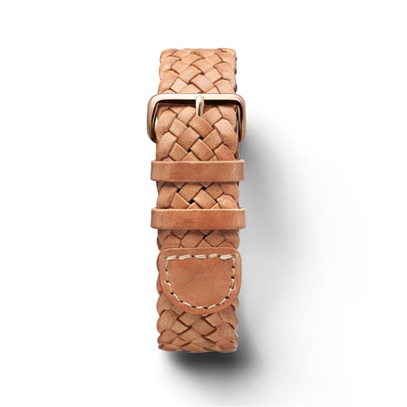 بند چرم بافته تریوا مدل Tan Braided-silver -20mm