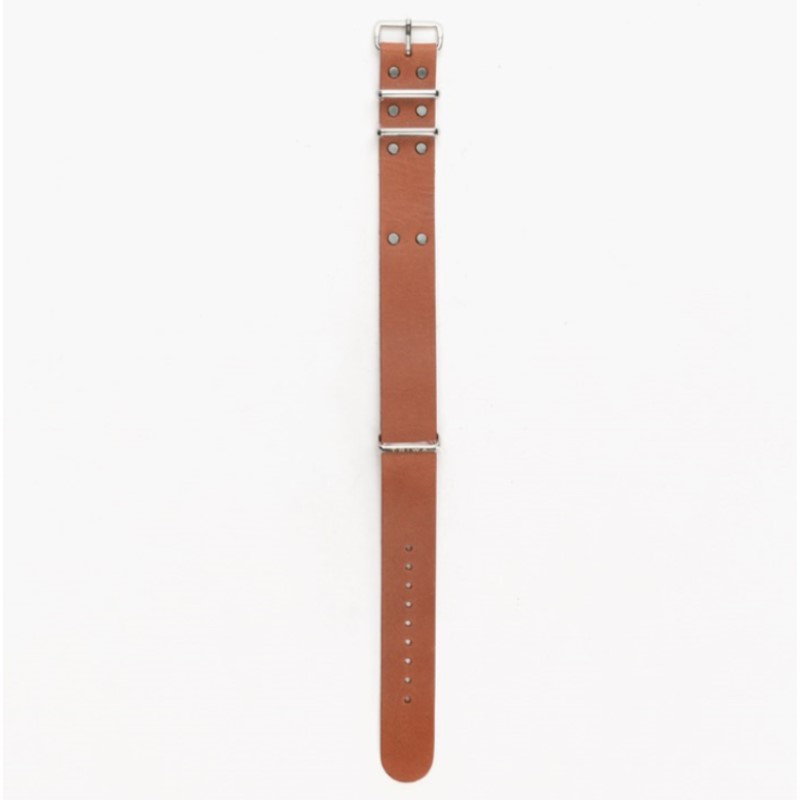 بند چرم قهوه ای بلند  تریوا مدل Brown Mono-Silver -20 mm