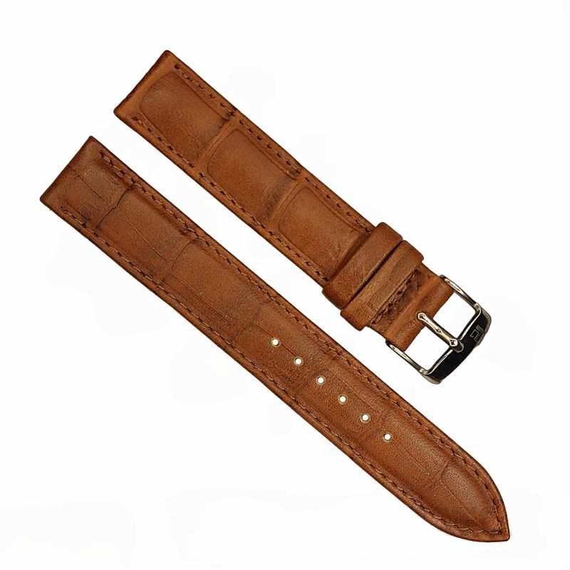 بند ساعت چرم کروکودیلی قهوه ای سایز ۱۶ برند PG