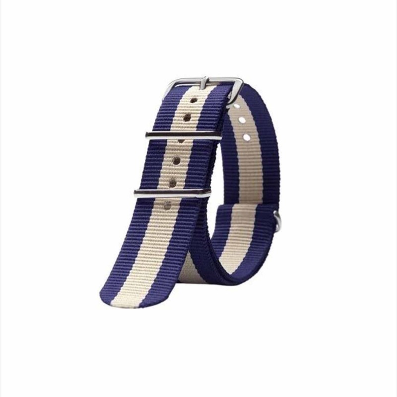 بند برزنتی سرمه ای کرم بلند  تریوا مدل Blue-Silver -20 mm