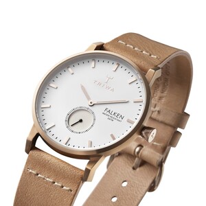 ساعت مچی عقربه ای Rose Falken tan classic  از نمای سه بعدی