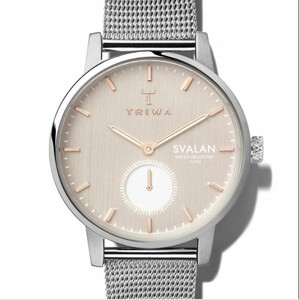 ساعت مچی عقربه ای زنانه تریوا Blush Svalan-Steel Mesh از نما روبه رو جزئیات صفحه