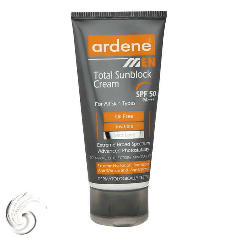 کرم ضد آفتاب بدون رنگ آقایان آردن، SPF50، مدل Total Sun Block