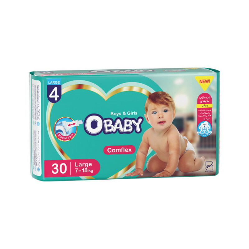 پوشک بچه او بیبی مدل کامفلکس دوبل پارچه ای سایز 4 بسته 30 عددی