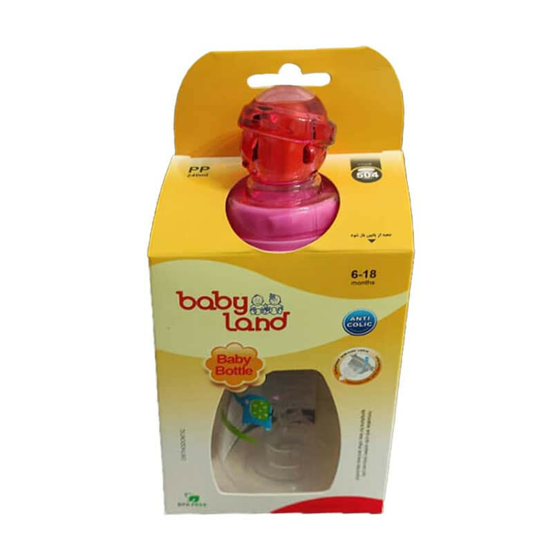 شیشه شیر بیبی لند مدل دسته دار  کد 504 حجم 240 میلی لیتر